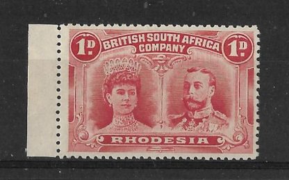 Rhodesia Double Head One Penny Rose Red SG 125 unmounted mint