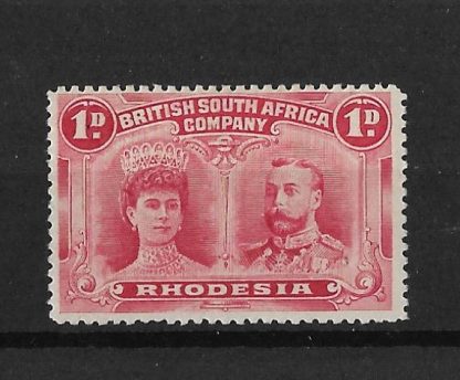 Rhodesia Double Head One Bright Carmine SG 123 mounted mint