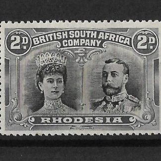 Rhodesia Double Head Two Pence Black and Slate Grey SG 128 mounted mint