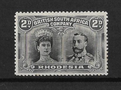 Rhodesia Double Head Two Pence Black and Slate Grey SG 128 mounted mint