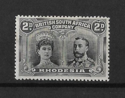 Rhodesia Double Head Two Pence Black and Grey with printers mark SG 126 mint
