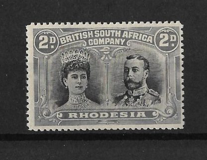 Rhodesia Double Head Two Pence Black and Grey SG 126 mounted mint