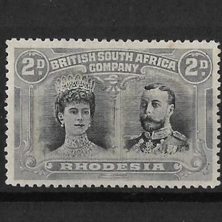 Rhodesia Double Head Two Pence Black and Pearl Grey (shade) SG 126 mint