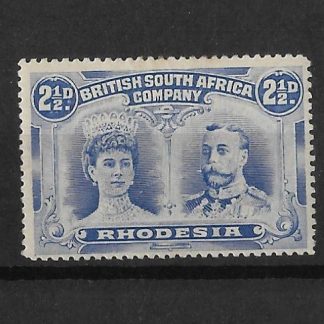 Rhodesia Double Head Two and a Halfpence Half Ultramarine p13.5 SG 184 mint