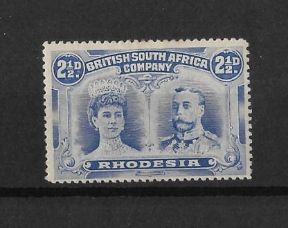 Rhodesia Double Head Two and a Halfpence Half Ultramarine p13.5 SG 184 mint