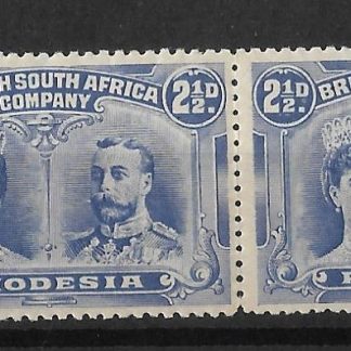 Rhodesia Double Head Two and a Halfpence Ultramarine pair SG 131 unmounted mint