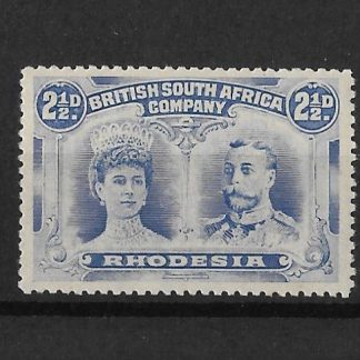 Rhodesia Double Head Two and a Halfpence Dull Blue SG 132 unmounted mint
