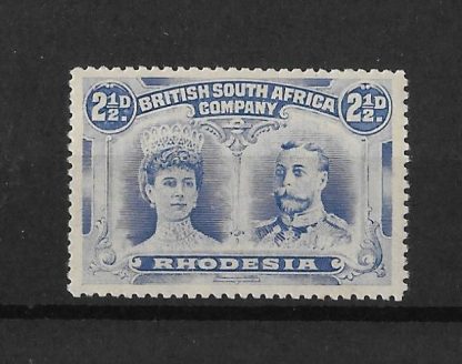 Rhodesia Double Head Two and a Halfpence Dull Blue SG 132 unmounted mint