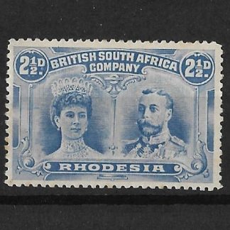 Rhodesia Double Head Two and a Halfpence Dull Blue SG 132 mint