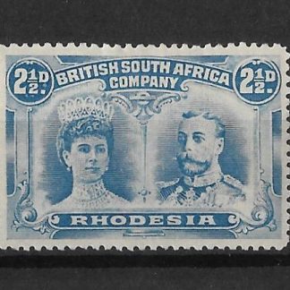 Rhodesia Double Head Two and a Halfpence Bright Ultramarine SG 131a mounted mint