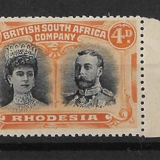 Rhodesia Double Head Four Pence Black and Orange SG 140 unmounted mint