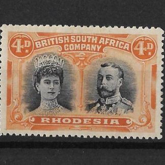 Rhodesia Double Head Four Pence Black and Orange SG 140 mint