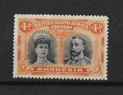 Rhodesia Double Head Four Pence Black and Orange SG 140 mint