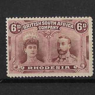 Rhodesia Double Head Six Pence Red-Brown and Mauve SG 144 mint