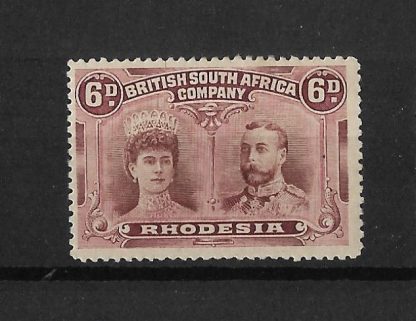 Rhodesia Double Head Six Pence Red-Brown and Mauve SG 144 mint