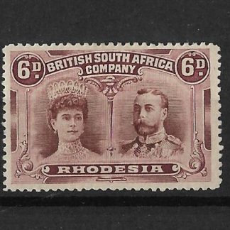 Rhodesia Double Head Six Pence Red-Brown and Mauve SG 144 mounted mint