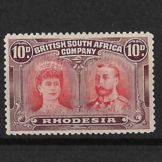 Rhodesia Double Head Ten Pence Scarlet and Reddish Mauve SG 149 mint