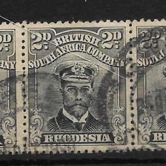 Rhodesia Admiral Die IIIB Two Pence p15 strip of three SG 279c used