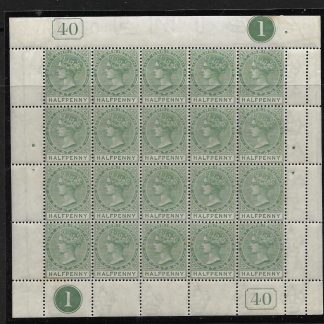 Saint Christopher 1882 QV Halfpenny full sheet SG 11 unmounted mint