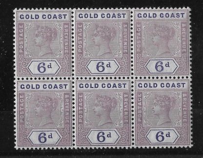 Gold Coast 1898 QV Six Pence block SG 30 unmounted mint