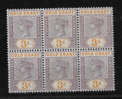 Gold Coast 1898 QV Three Pence block SG 29 unmounted mint