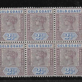 Gold Coast 1898 QV Two and a Halfpence block SG 28 unmounted mint