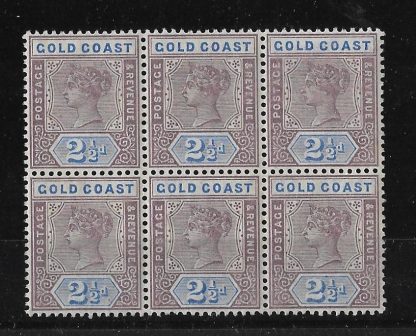 Gold Coast 1898 QV Two and a Halfpence block SG 28 unmounted mint