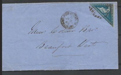 South Africa/COGH 1865 Three Pence Cape Triangular on cover to Beaufort West