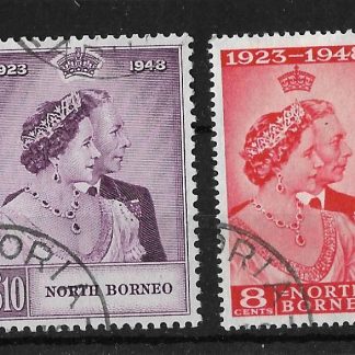 North Borneo 1948 GVI Silver Wedding SG 350-351 set used