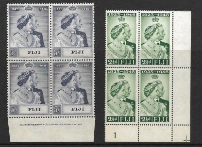 Fiji 1948 GVI Silver Wedding Imprint and Plate Blocks SG 270/271 unmounted mint