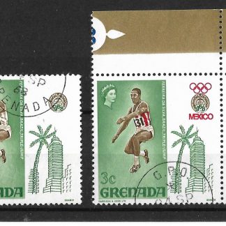 Grenada 1968 Olymipic Games Three Cents with missing colour SG 302a fine used