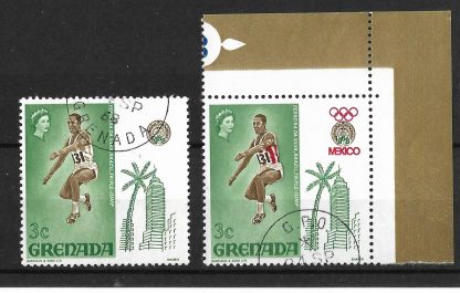 Grenada 1968 Olymipic Games Three Cents with missing colour SG 302a fine used