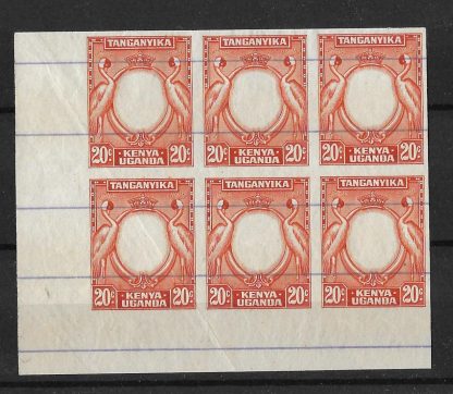 KUT 1938 GVI Twenty Cents Plate proof of frame on ungummed paper SG 139 unused