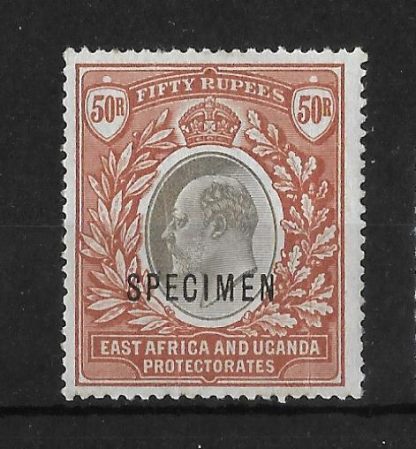 East Africa and Uganda Protectorate 1903 EVII Fifty Rupee overprint Specimen SG 16s unmounted mint