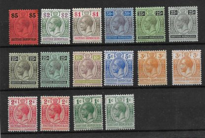 British Honduras 1913 GV One Cent to Five Dollars SG 101/110 mounted mint