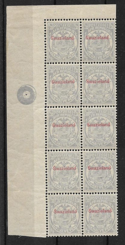 Swaziland 1892 QV Halfpenny corner block SG 10 unmounted mint