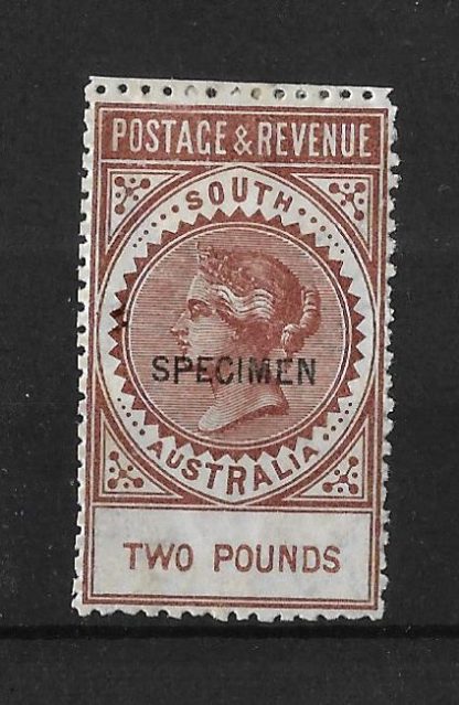 South Australia 1886 QV Two Pounds with Specimen opt SG 200as mint