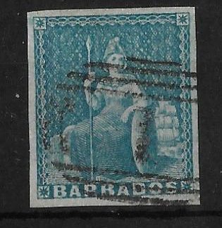 Barbados 1852 QV One Penny Blue SG 3 fine used