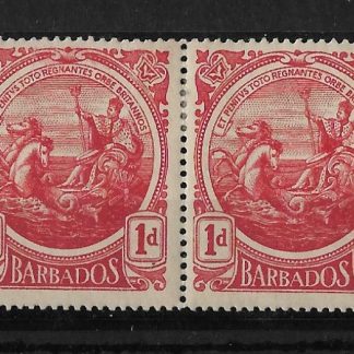 Barbados 1916 GV One Penny pair with inverted watermark SG 183w mint
