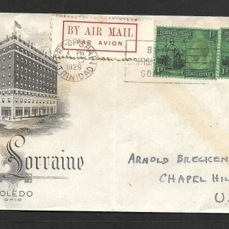 Trinidad and Tobago 1929 Airmail cover to United States