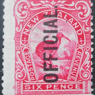 New Zealand 1908 Six Pence p14 x 13 OFFICIAL SG O71 mint