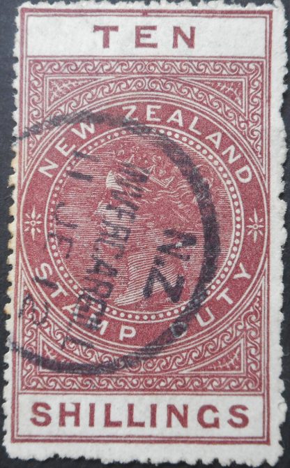New Zealand 1906 Ten Shillings p14 SG F87 used