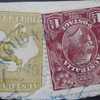 Australia 1918 Three Pence Kangaroo with a NATIONAL PARK in blue postmark