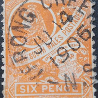 New South Wales 1906 Six Pence with a YERONG CREEK postmark