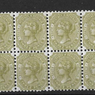 South Australia 1883 QV Three Pence block SG 183a unmounted mint