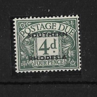 Southern Rhodesia 1951 Postage Due Four Pence Dull Grey Green SG D6 unmounted mint