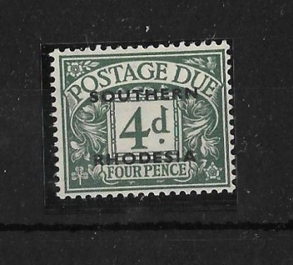 Southern Rhodesia 1951 Postage Due Four Pence Dull Grey Green SG D6 unmounted mint