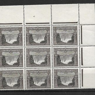 Southern Rhodesia 1931 Two Pence Small Falls block of nine SG 17 unmounted mint