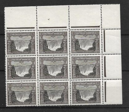 Southern Rhodesia 1931 Two Pence Small Falls block of nine SG 17 unmounted mint