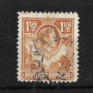 Northern Rhodesia 1938 GVI One and Halfpence with Tick Bird flaw SG 30b used
